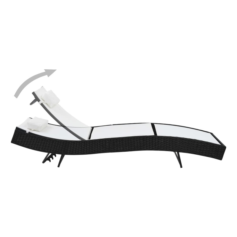 vidaXL Steel & Poly Rattan Sunlounger Extra Long in Black