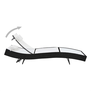 vidaXL Steel & Poly Rattan Sunlounger Extra Long in Black