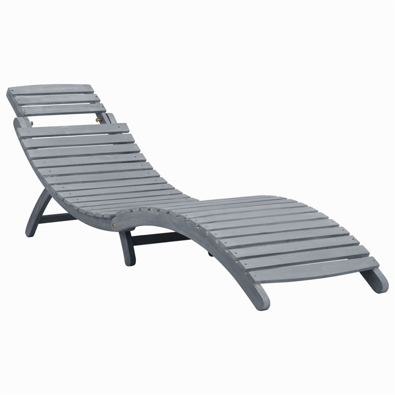 vidaXL Solid Acacia Sun Lounger Standard in Gray Wash
