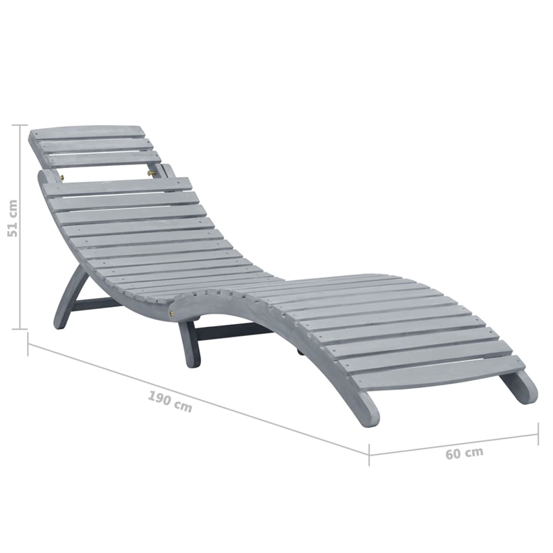 vidaXL Solid Acacia Sun Lounger Standard in Gray Wash