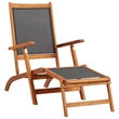 vidaXL Acacia Wood Deck Chair Standard Ergonomic in Black