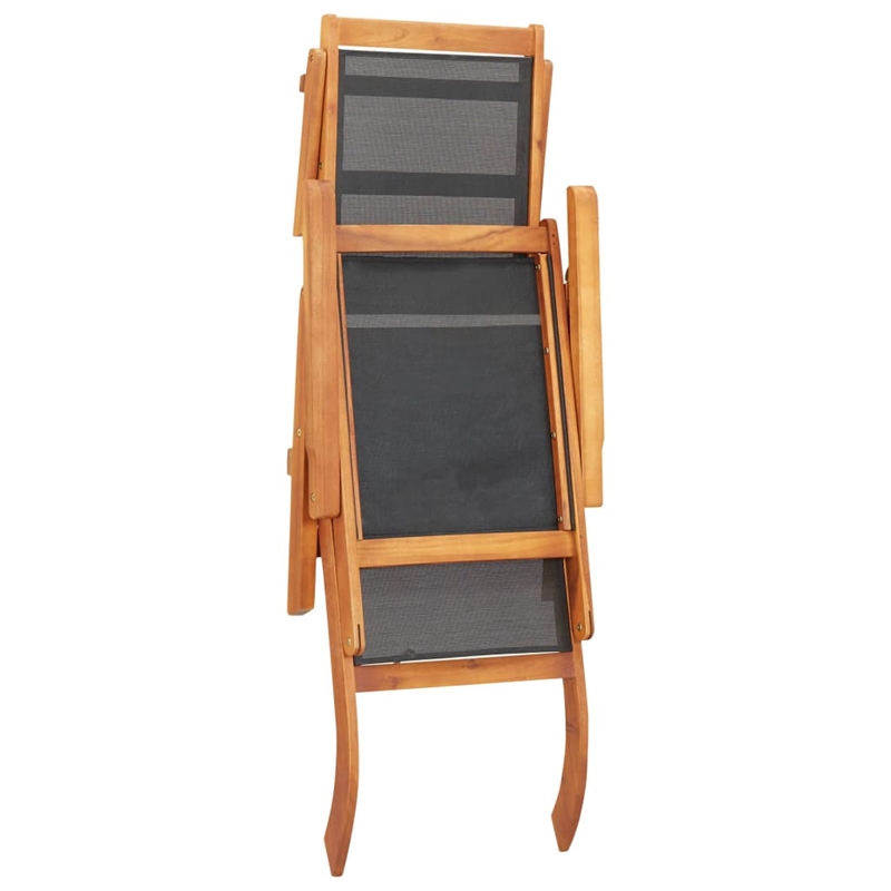 vidaXL Acacia Wood Deck Chair Standard Ergonomic in Black