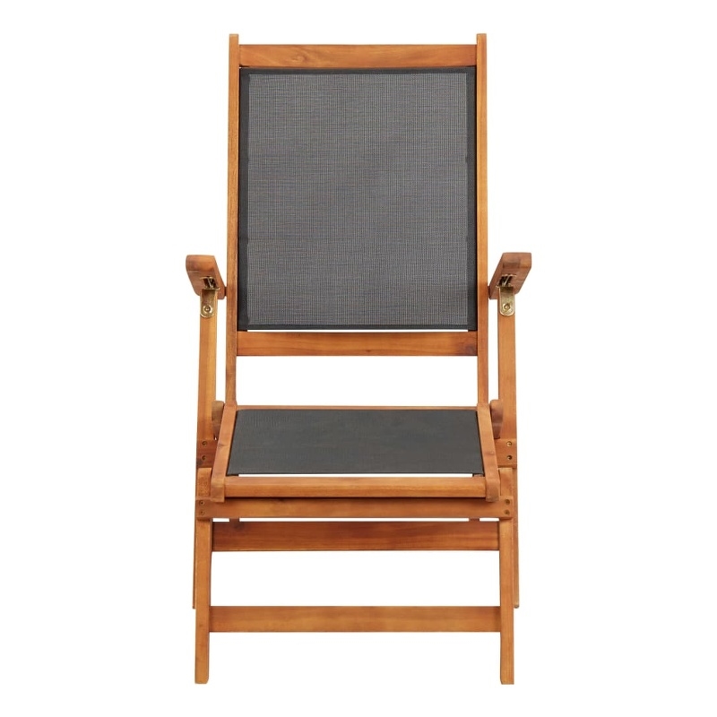 vidaXL Acacia Wood Deck Chair Standard Ergonomic in Black