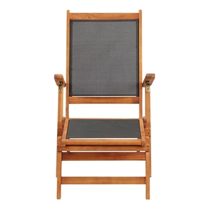 vidaXL Acacia Wood Deck Chair Standard Ergonomic in Black