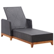 vidaXL Poly Rattan Sun Lounger Large Adjustable Armrests in Black