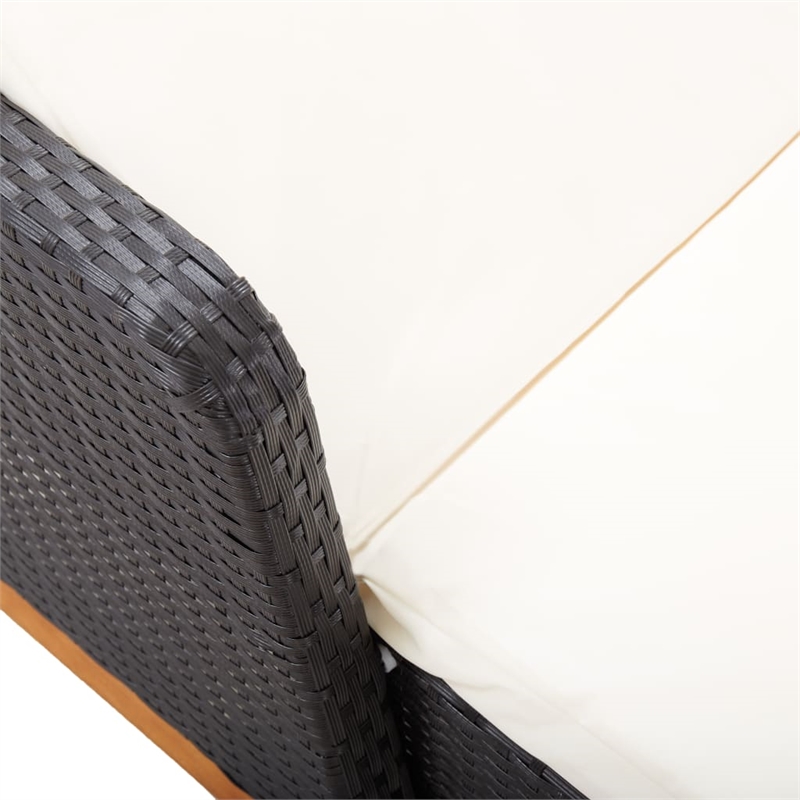 vidaXL Poly Rattan Sun Lounger Large Adjustable Armrests in Black