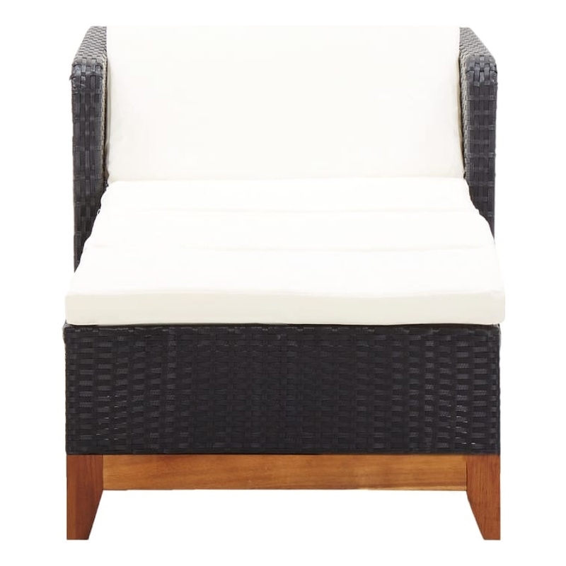 vidaXL Poly Rattan Sun Lounger Large Adjustable Armrests in Black
