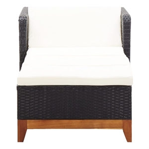vidaXL Poly Rattan Sun Lounger Large Adjustable Armrests in Black