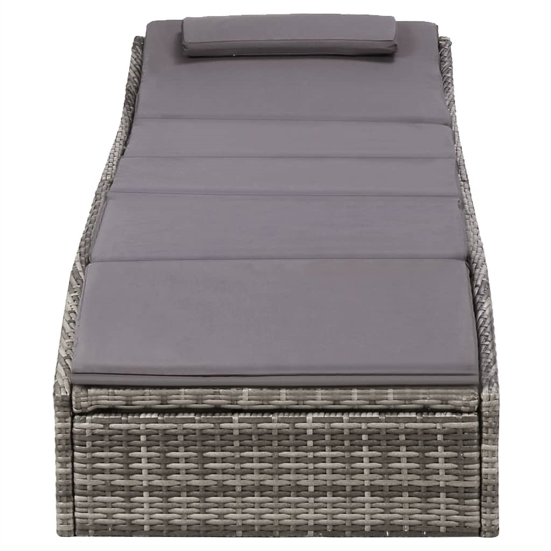 vidaXL Rattan Sunbed with Cushion in Gray & Dark Gray