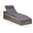 vidaXL Rattan Sunbed with Cushion in Gray & Dark Gray