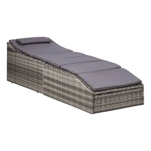 vidaXL Rattan Sunbed with Cushion in Gray & Dark Gray