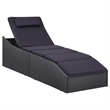 vidaXL Poly Rattan & Steel Sunbed Standard with Cushion in Black
