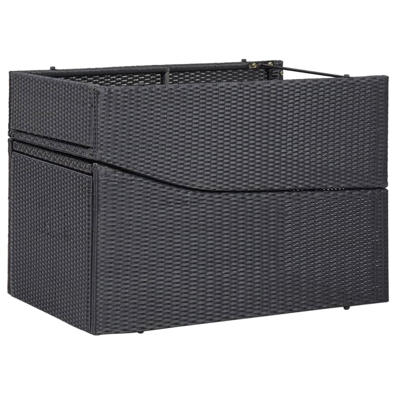 vidaXL Poly Rattan & Steel Sunbed Standard with Cushion in Black