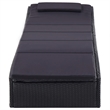 vidaXL Poly Rattan & Steel Sunbed Standard with Cushion in Black