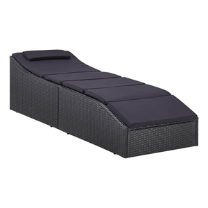 vidaXL Poly Rattan & Steel Sunbed Standard with Cushion in Black