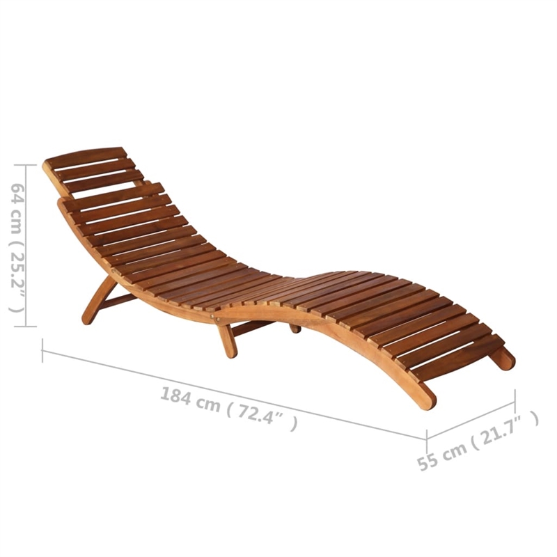 vidaXL Solid Acacia Wood Sunlounger with Table Medium Foldable in Brown