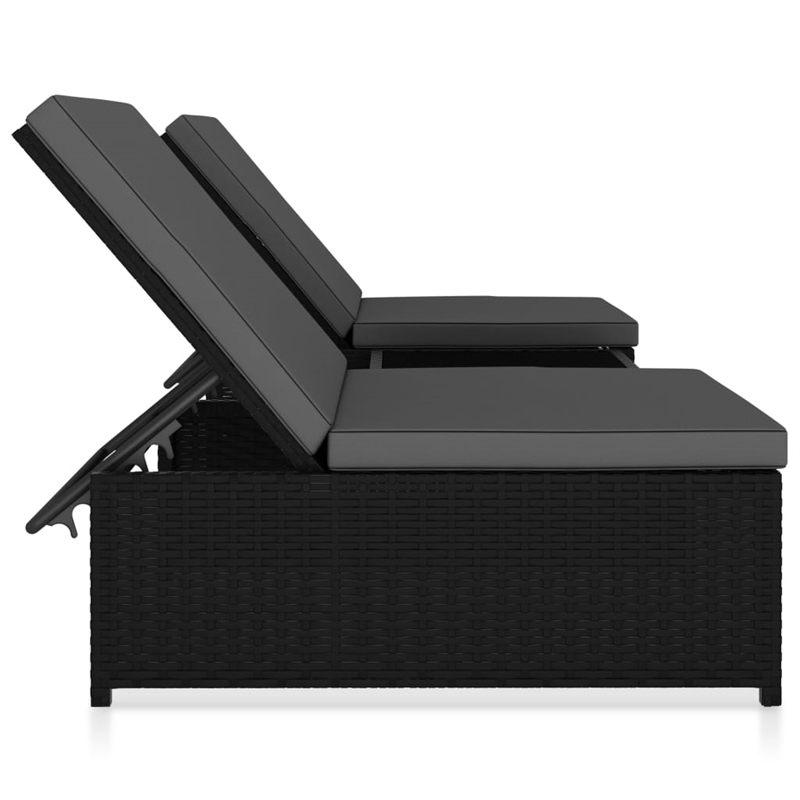 vidaXL Reclining Garden Chair in Black (Set of 3)