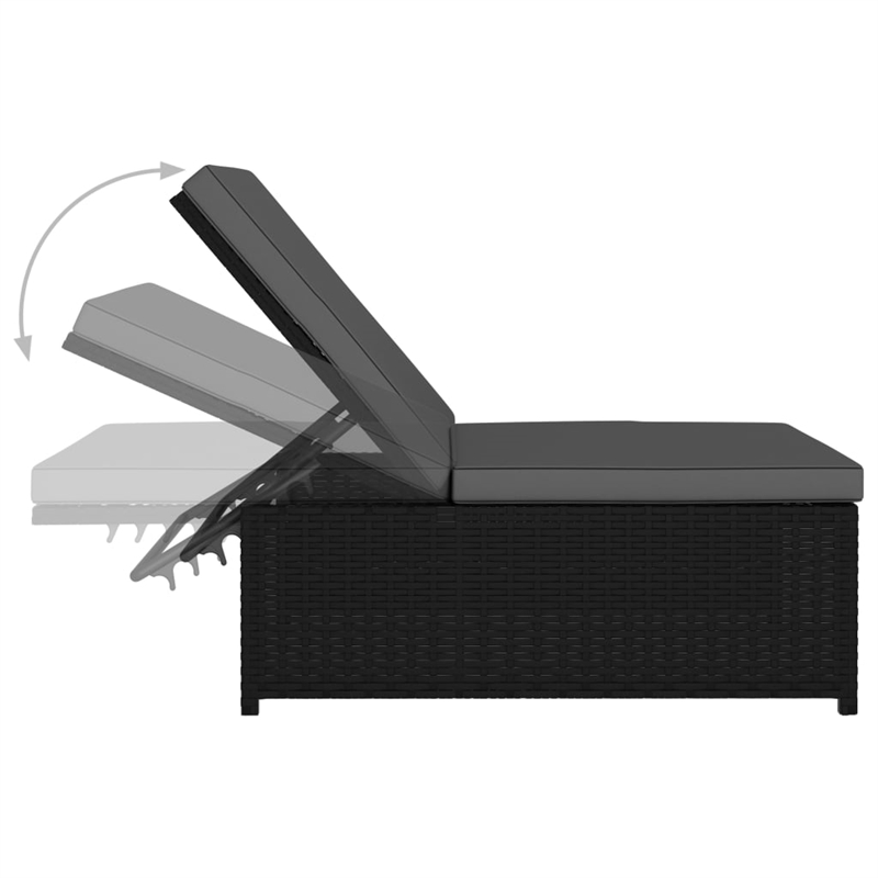 vidaXL Reclining Garden Chair in Black (Set of 3)