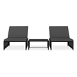 vidaXL Reclining Garden Chair in Black (Set of 3)
