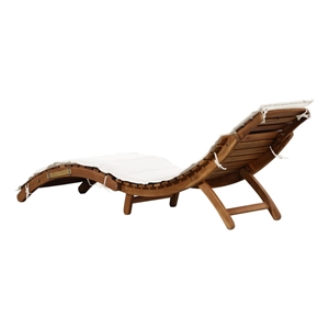 vidaXL Solid Acacia Wood Sun Lounger 21.65x72.44x25.20 in in Cream