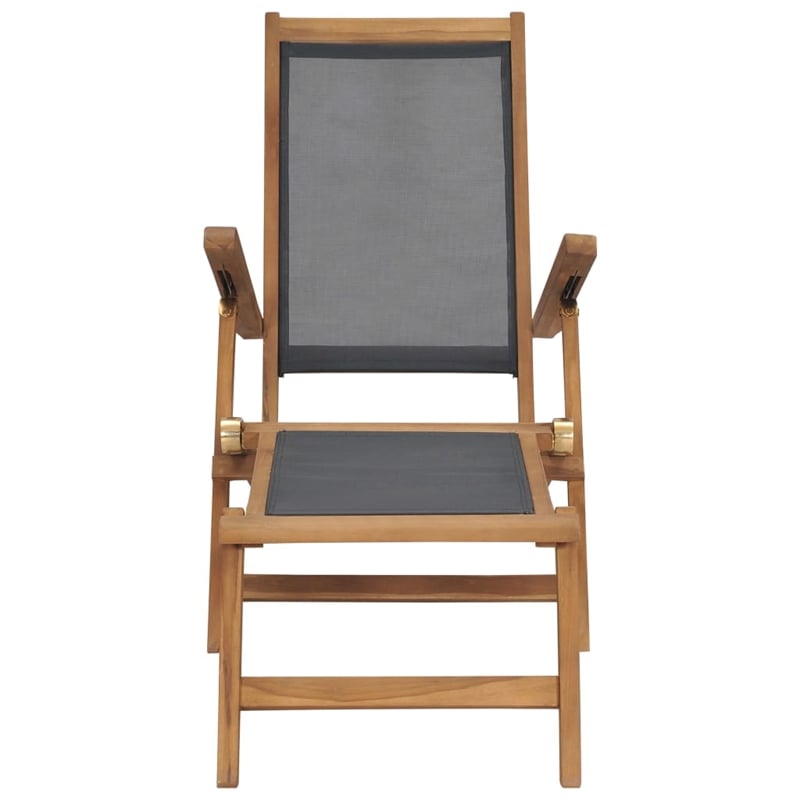 vidaXL Solid Teak Wood Deck Chair in Black