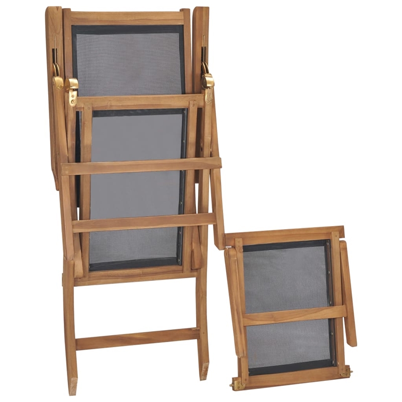 vidaXL Solid Teak Wood Deck Chair in Black