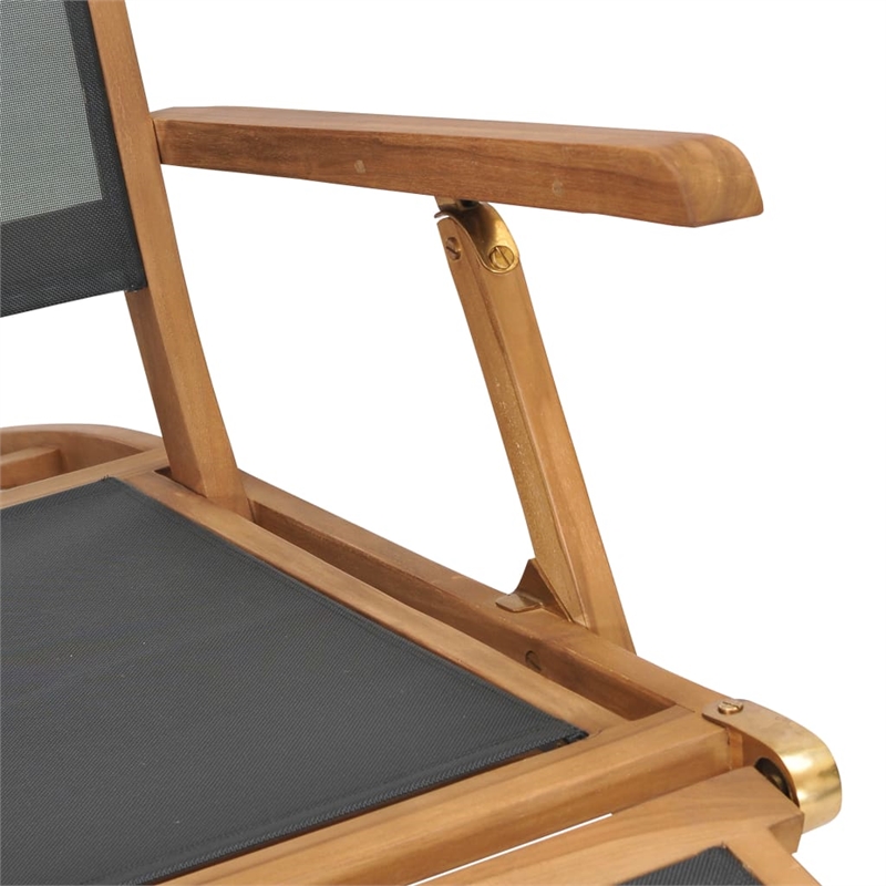 vidaXL Solid Teak Wood Deck Chair in Black