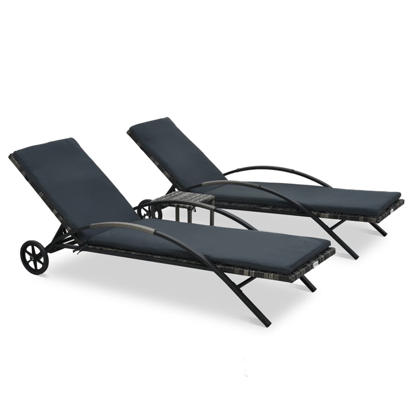 vidaXL PE Rattan Sun Lounger Extra Long in Anthracite