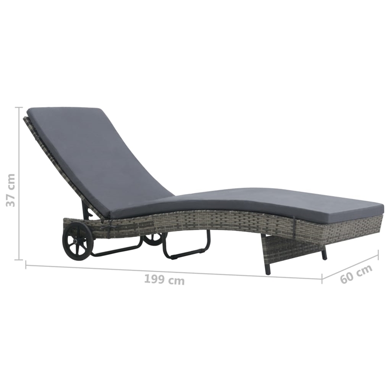 vidaXL PE Rattan Sunlounger Large in Anthracite