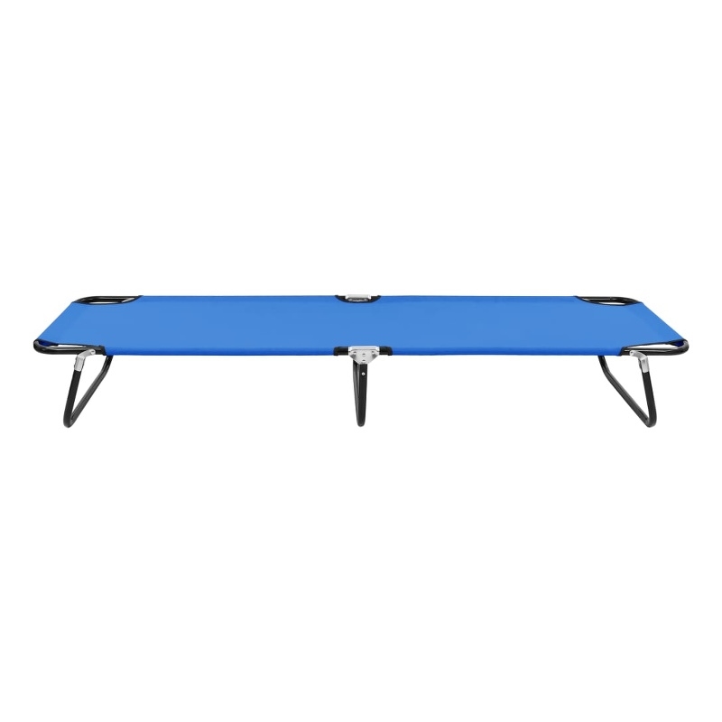 vidaXL Steel & Polyester Fabric Sun Lounger Standard Size in Blue