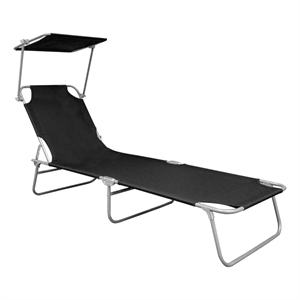 vidaXL Powder-Coated Aluminum Sunlounger Standard Foldable in Black