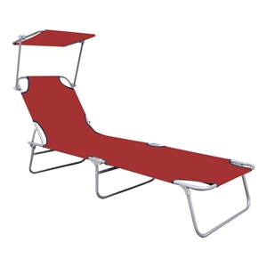 vidaXL Powder-Coated Aluminum Sunlounger Standard in Red