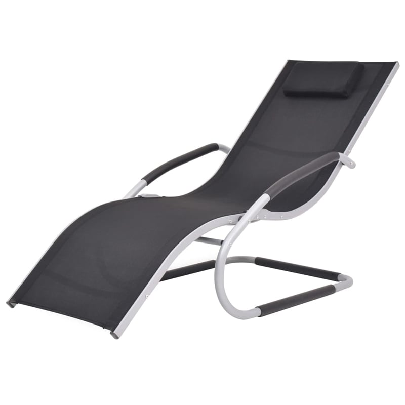 vidaXL Aluminum & Textilene Sun Lounger Standard in Black & Gray