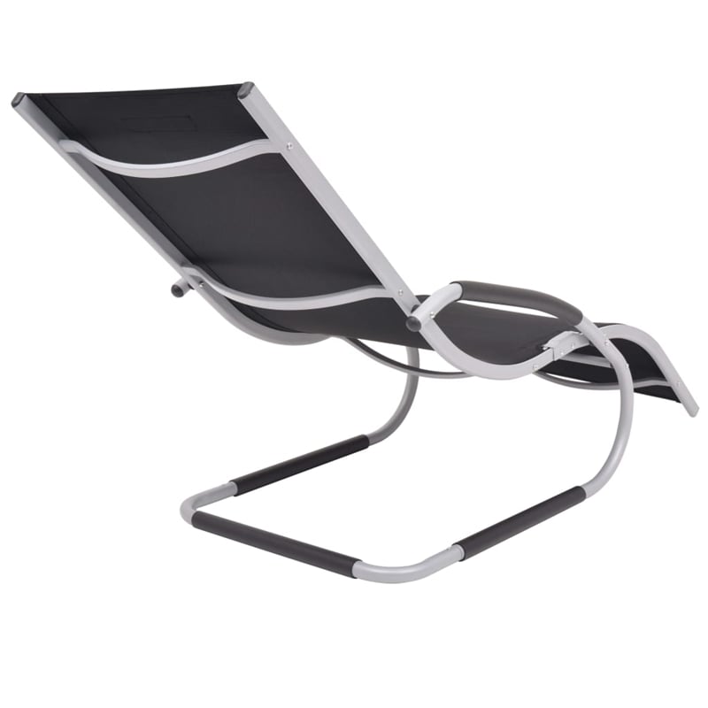 vidaXL Aluminum & Textilene Sun Lounger Standard in Black & Gray