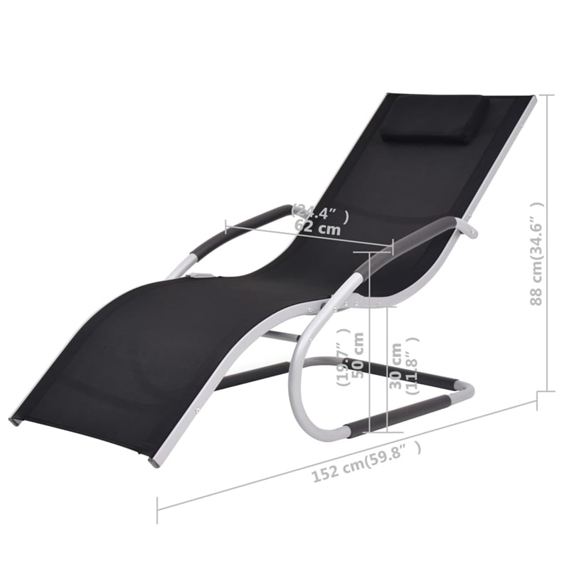 vidaXL Aluminum & Textilene Sun Lounger Standard in Black & Gray