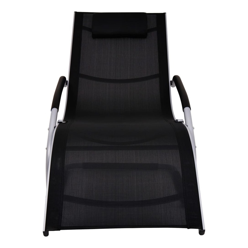 vidaXL Aluminum & Textilene Sun Lounger Standard in Black & Gray