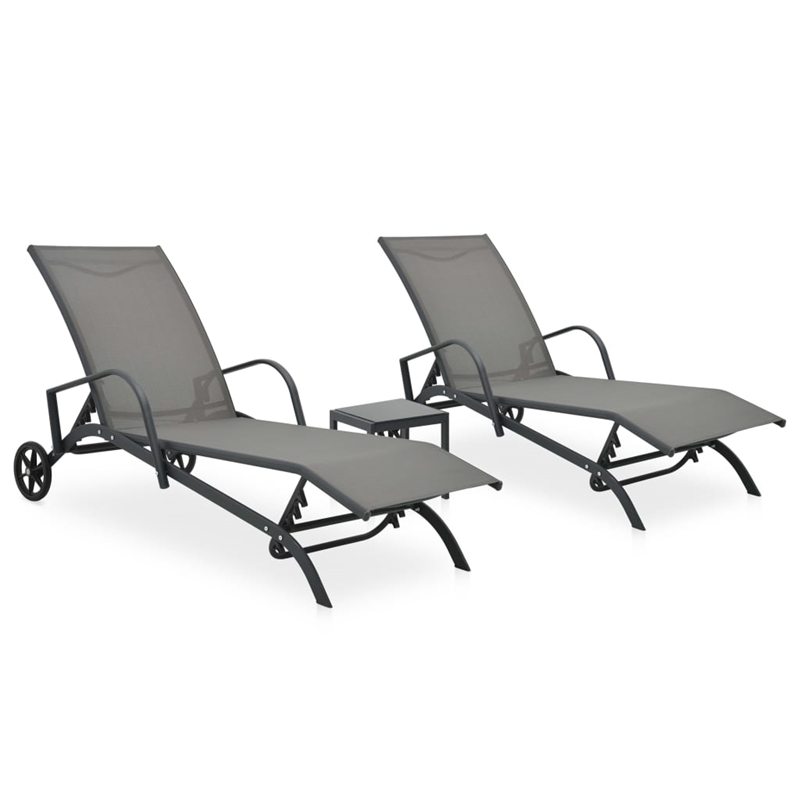 vidaXL Sun Lounger & Table Set of 2 in Gray
