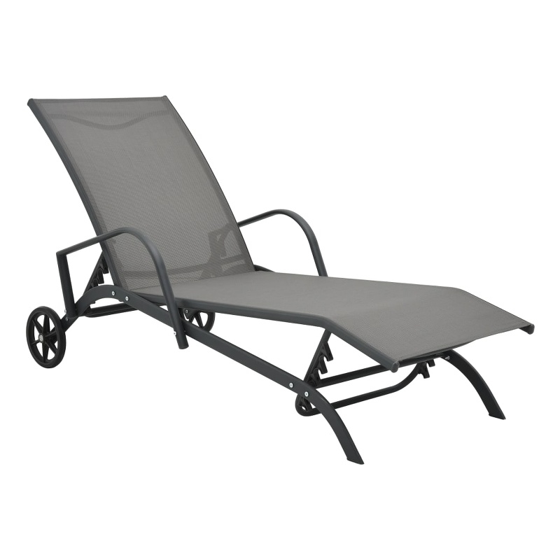 vidaXL Sun Lounger & Table Set of 2 in Gray