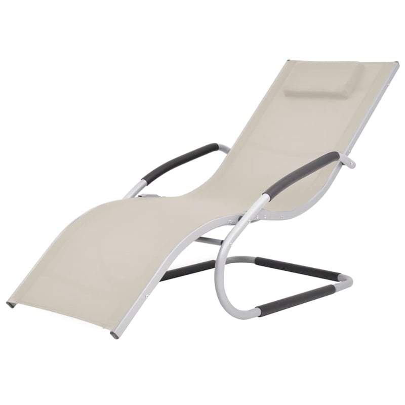 vidaXL Sun Lounger in Cream & Gray