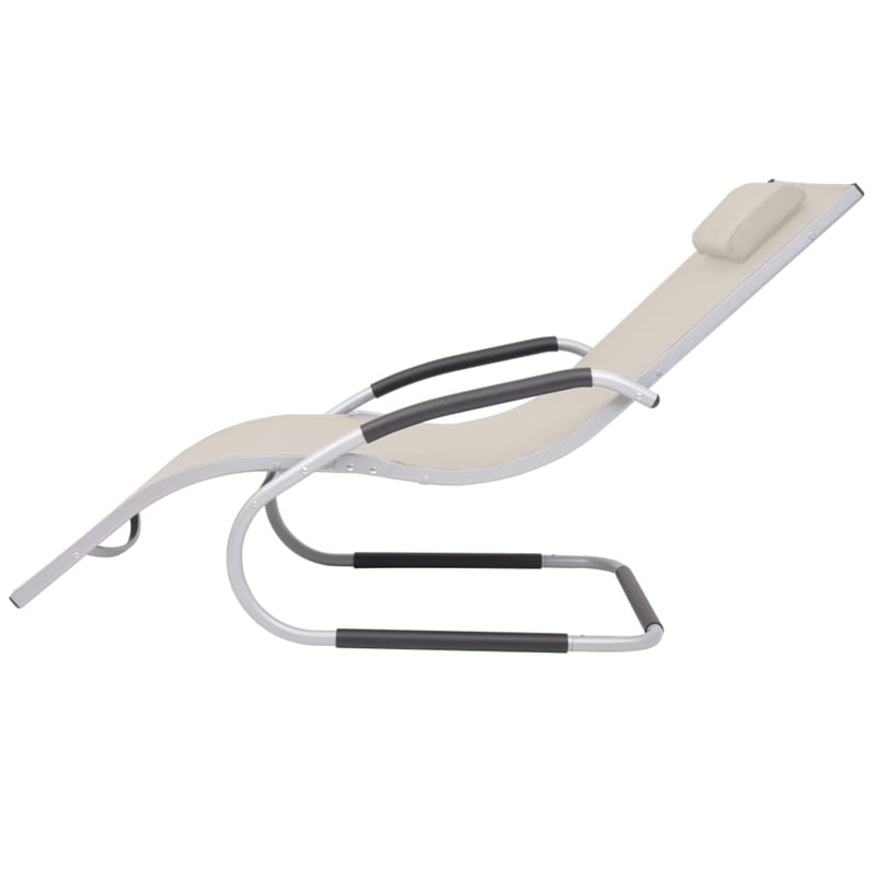 vidaXL Sun Lounger in Cream & Gray