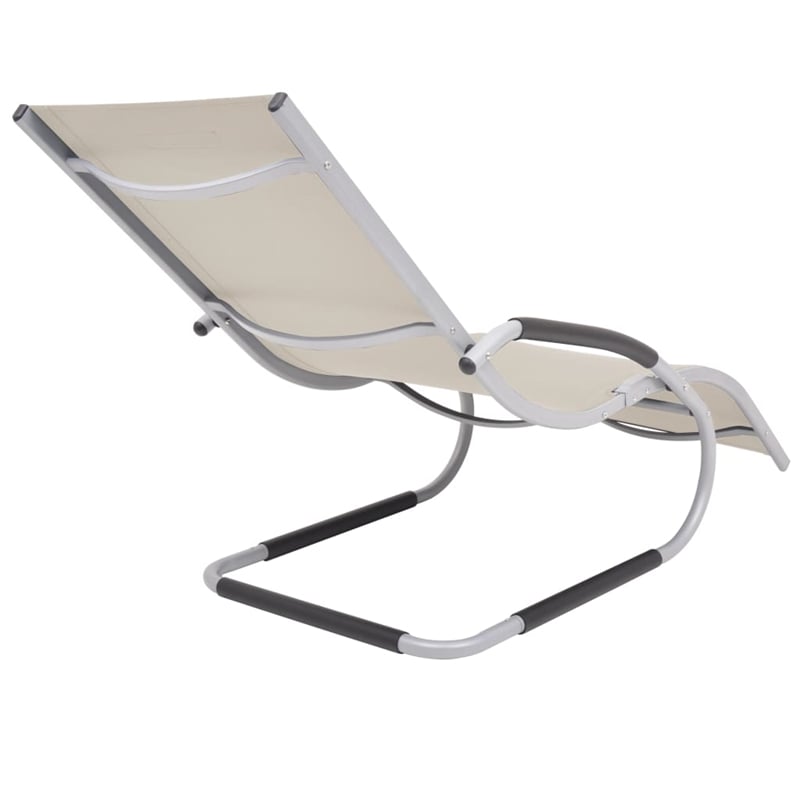 vidaXL Sun Lounger in Cream & Gray