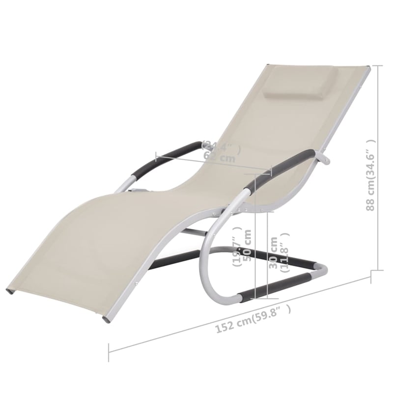 vidaXL Sun Lounger in Cream & Gray