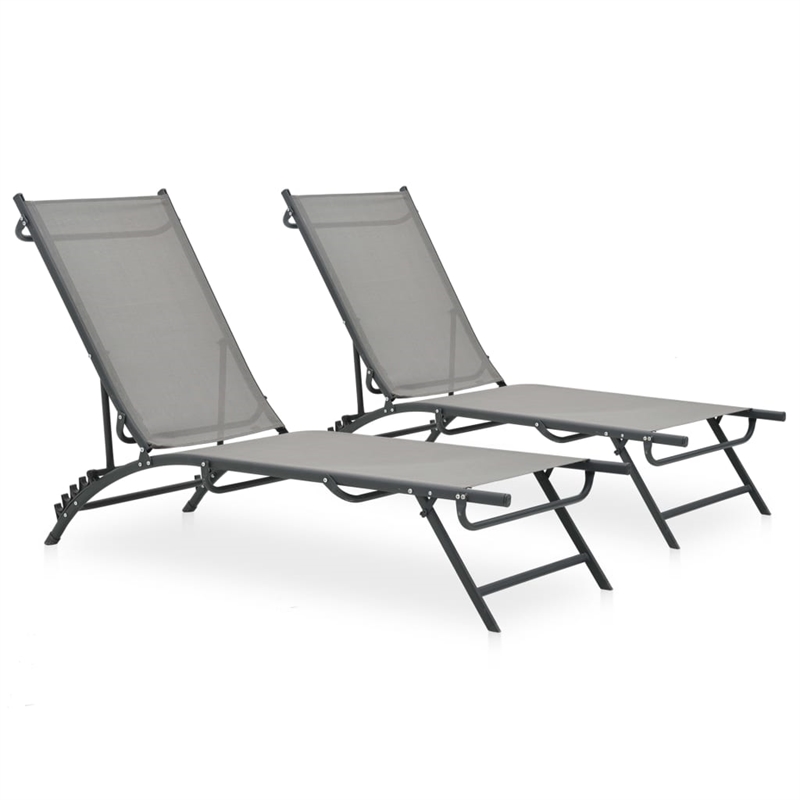 vidaXL Steel & Textilene Sun Lounger Adjustable Armrests in Gray
