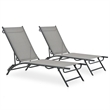 vidaXL Steel & Textilene Sun Lounger Adjustable Armrests in Gray