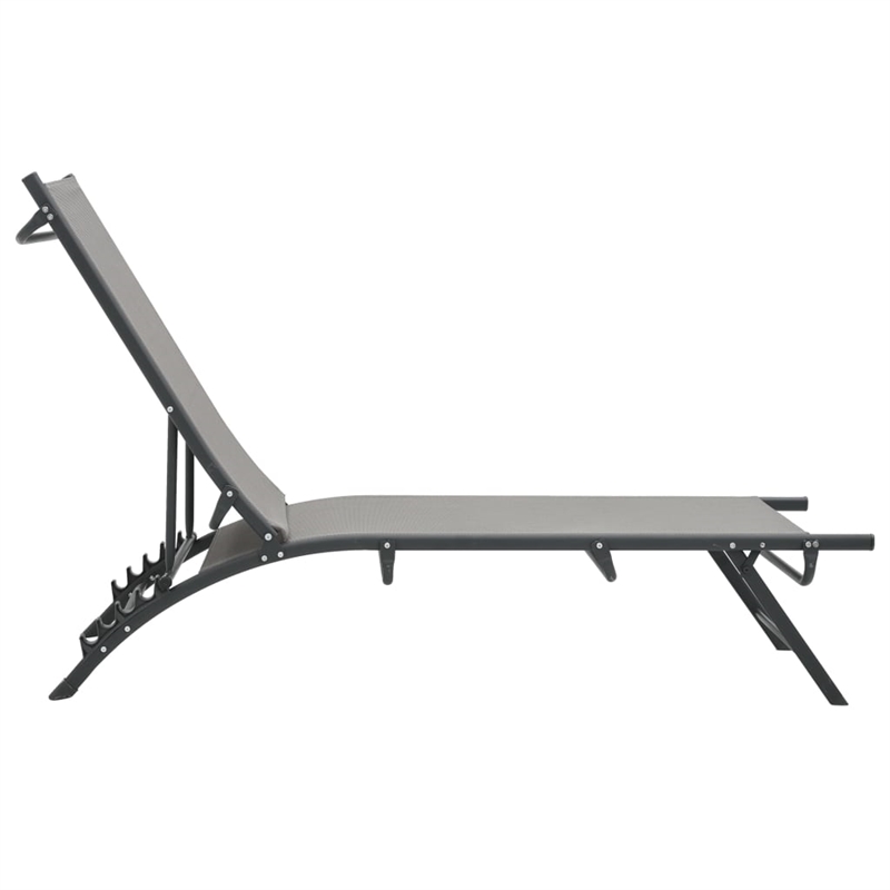 vidaXL Steel & Textilene Sun Lounger Adjustable Armrests in Gray