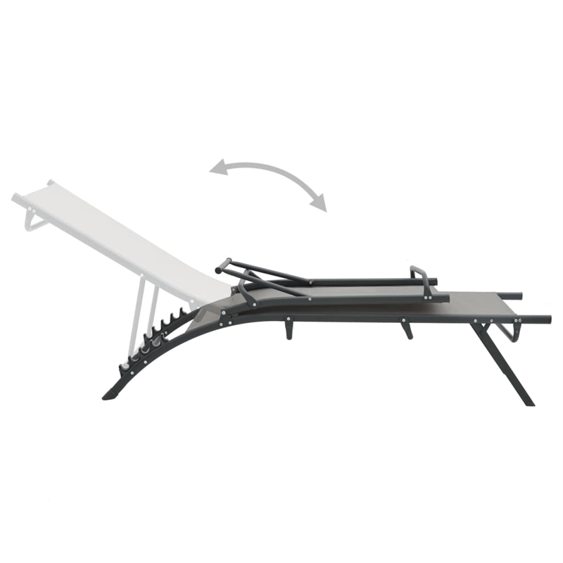 vidaXL Steel & Textilene Sun Lounger Adjustable Armrests in Gray