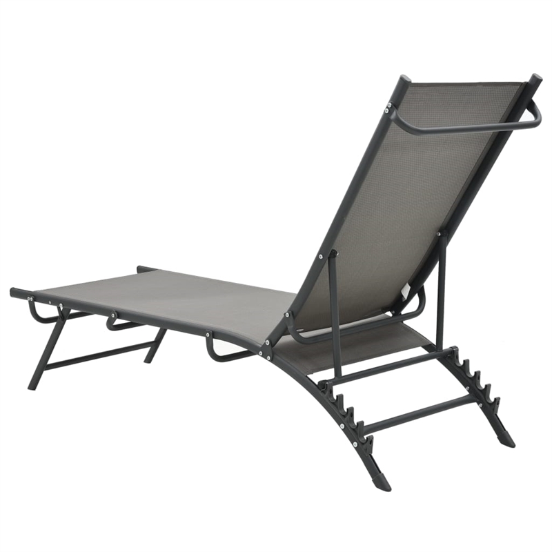 vidaXL Steel & Textilene Sun Lounger Adjustable Armrests in Gray