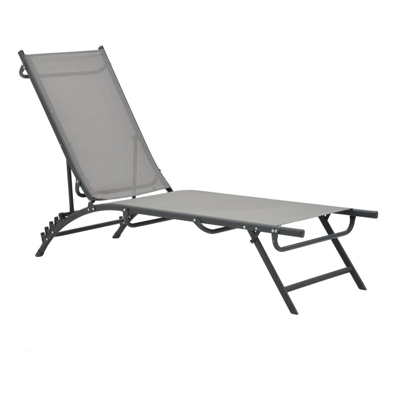 vidaXL Steel & Textilene Sun Lounger Adjustable Armrests in Gray