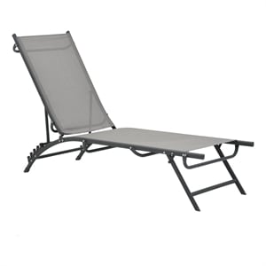 vidaXL Steel & Textilene Sun Lounger Adjustable Armrests in Gray
