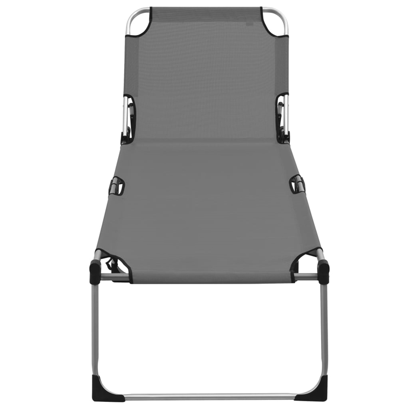 vidaXL Aluminum & Textilene Foldable Senior Sunbed in Gray